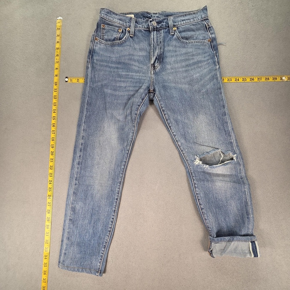 Levis 512 Jeans Mens Selvedge Blue Med Wash Slim Thrashed Whiskers Fits 29x26